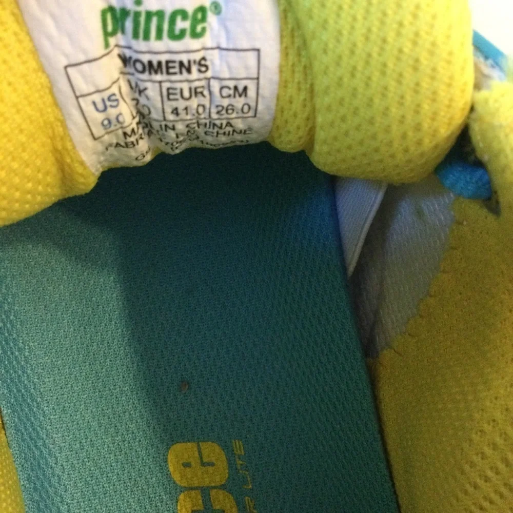 Prince Warrior Lite Shock Eraser Blue and Yellow Casual Athletic Sneakers Size 9